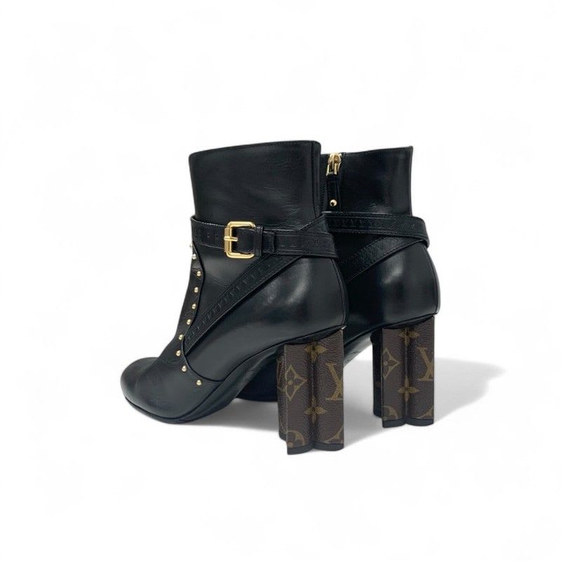 Louis Vuitton Silhouette Line Monogram Boots Short Shoes Leather Black