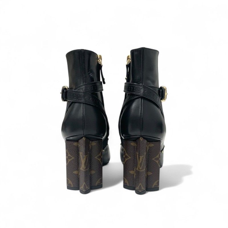 Louis Vuitton Silhouette Line Monogram Boots Short Shoes Leather Black