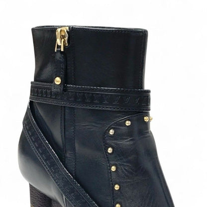 Louis Vuitton Silhouette Line Monogram Boots Short Shoes Leather Black