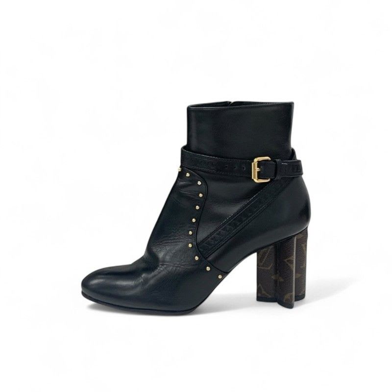 Louis Vuitton Silhouette Line Monogram Boots Short Shoes Leather Black