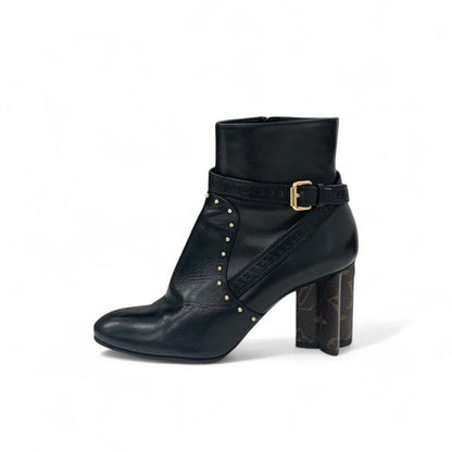 Louis Vuitton Silhouette Line Monogram Boots Short Shoes Leather Black