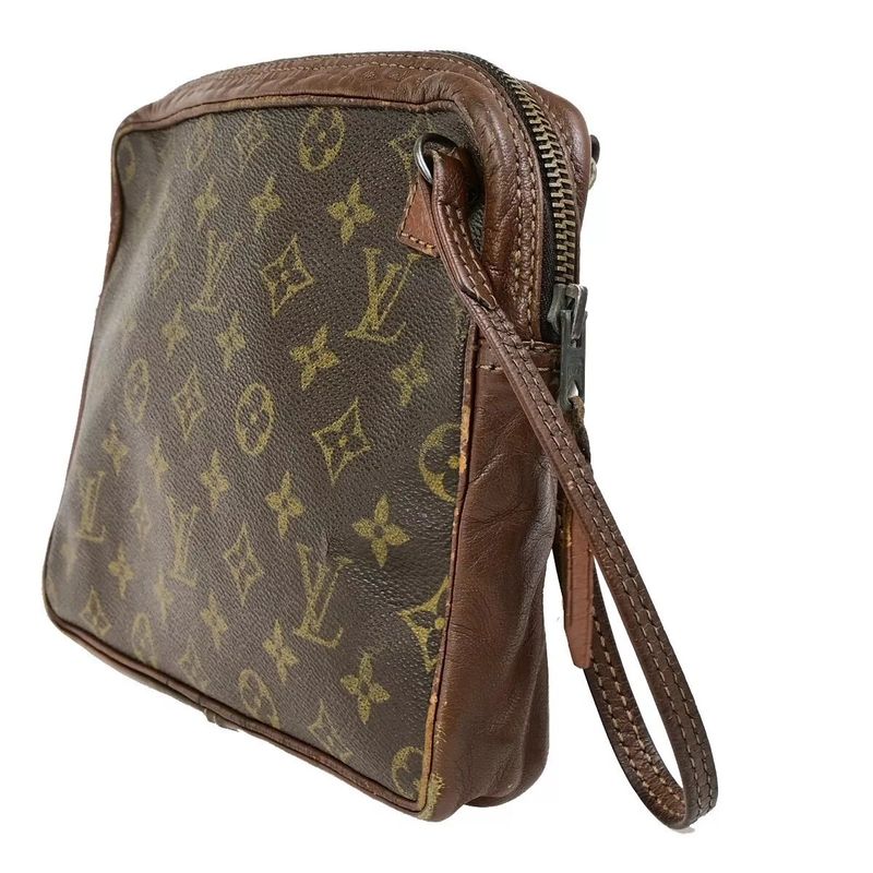 Louis Vuitton Clutch Bag Monogram Second Bag Brown 01bs070