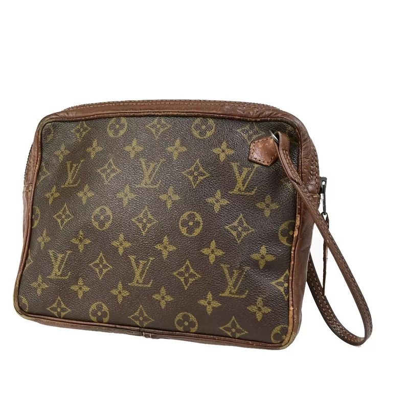 Louis Vuitton Clutch Bag Monogram Second Bag Brown 01bs070