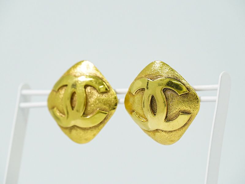 Authentic Chanel Coco Mark Earrings GP Gold Plated Coco Mark Accessories