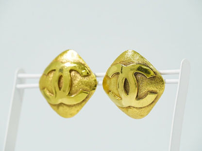Authentic Chanel Coco Mark Earrings GP Gold Plated Coco Mark Accessories