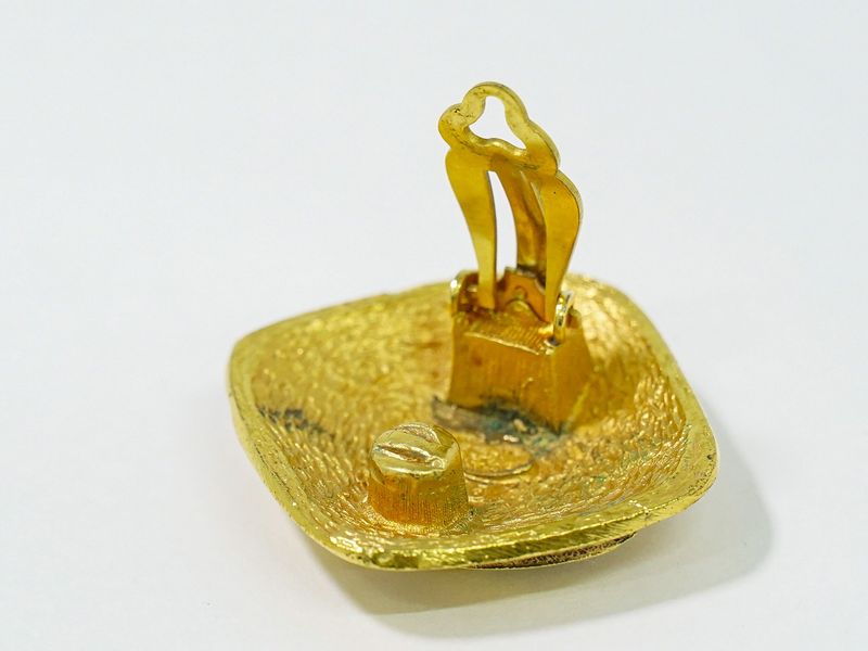 Authentic Chanel Coco Mark Earrings GP Gold Plated Coco Mark Accessories