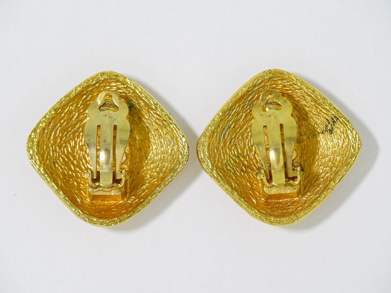 Authentic Chanel Coco Mark Earrings GP Gold Plated Coco Mark Accessories