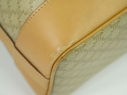 Authentic Celine Macadam Drawstring Shoulder Bag PVC Beige Macadam Bag Pre-owned