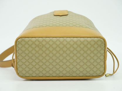 Authentic Celine Macadam Drawstring Shoulder Bag PVC Beige Macadam Bag Pre-owned