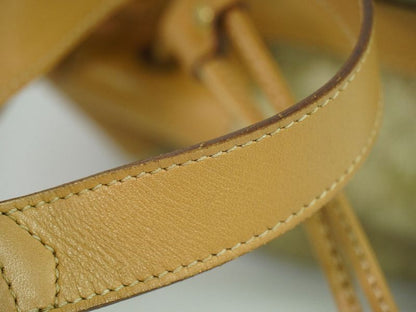 Authentic Celine Macadam Drawstring Shoulder Bag PVC Beige Macadam Bag Pre-owned