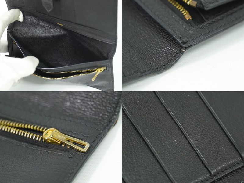 Authentic Hermes Bearn Niloticus Long Wallet Long Wallet □K 2007 Black Bearn