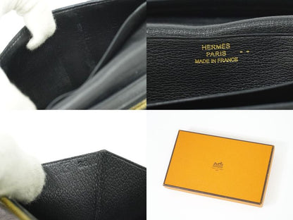 Authentic Hermes Bearn Niloticus Long Wallet Long Wallet □K 2007 Black Bearn