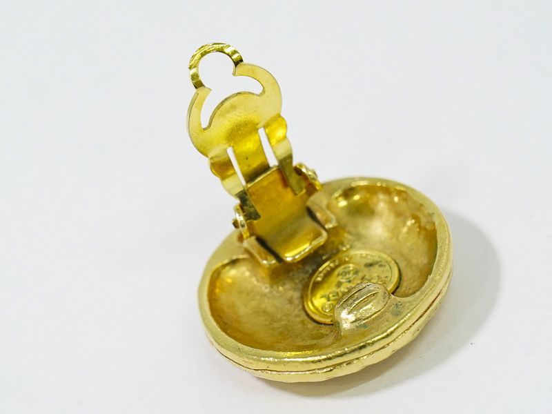 Authentic Chanel Coco Mark Earrings GP Gold Plated Coco Mark Accessories