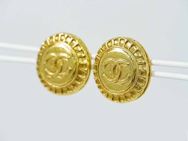 Authentic Chanel Coco Mark Earrings GP Gold Plated Coco Mark Accessories