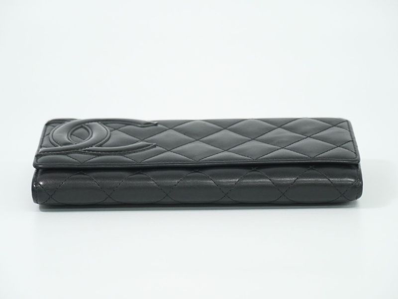 Authentic Chanel Coco Mark Cambon Line Long Wallet Long Wallet Leather Black