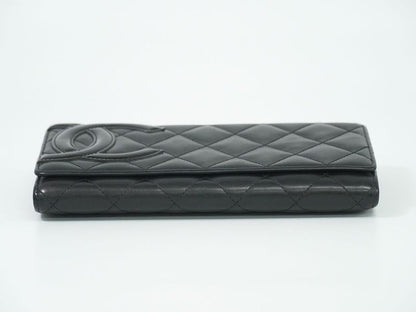 Authentic Chanel Coco Mark Cambon Line Long Wallet Long Wallet Leather Black