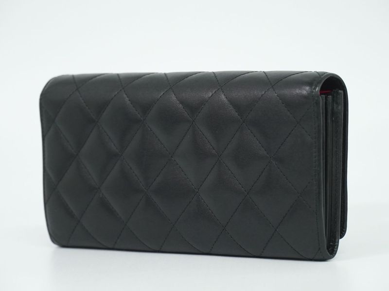 Authentic Chanel Coco Mark Cambon Line Long Wallet Long Wallet Leather Black