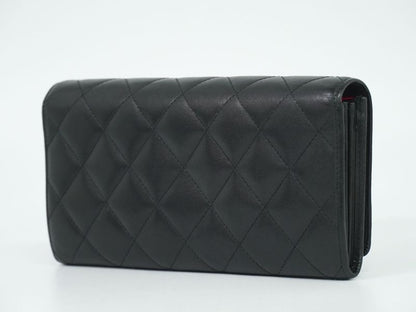 Authentic Chanel Coco Mark Cambon Line Long Wallet Long Wallet Leather Black