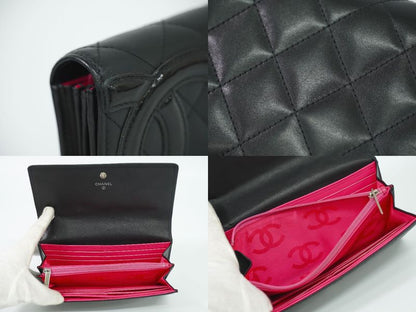 Authentic Chanel Coco Mark Cambon Line Long Wallet Long Wallet Leather Black