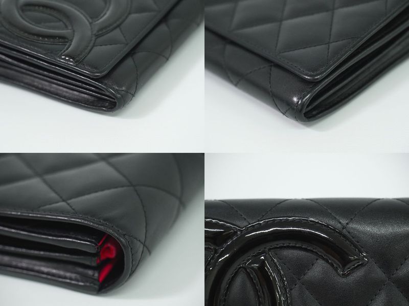 Authentic Chanel Coco Mark Cambon Line Long Wallet Long Wallet Leather Black