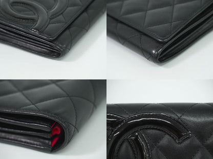 Authentic Chanel Coco Mark Cambon Line Long Wallet Long Wallet Leather Black