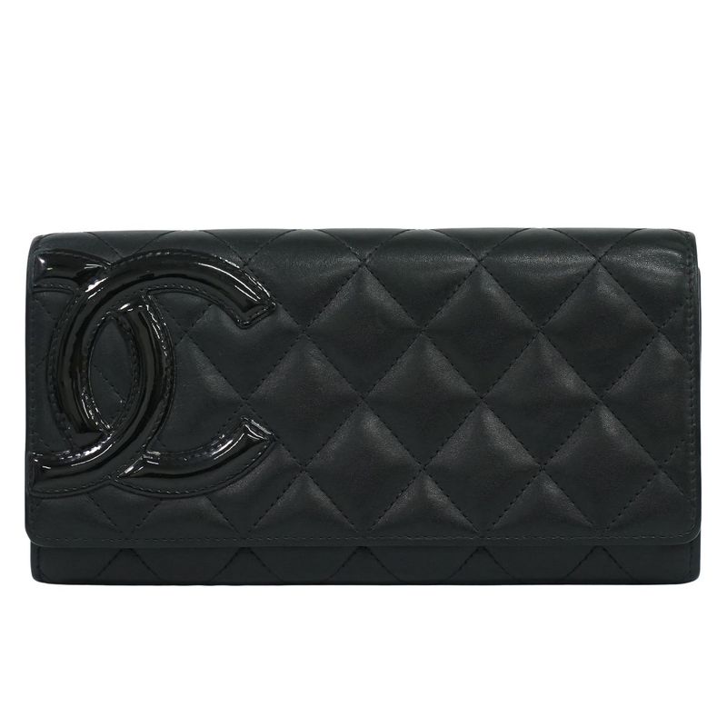 Authentic Chanel Coco Mark Cambon Line Long Wallet Long Wallet Leather Black