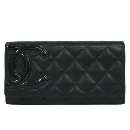 Authentic Chanel Coco Mark Cambon Line Long Wallet Long Wallet Leather Black