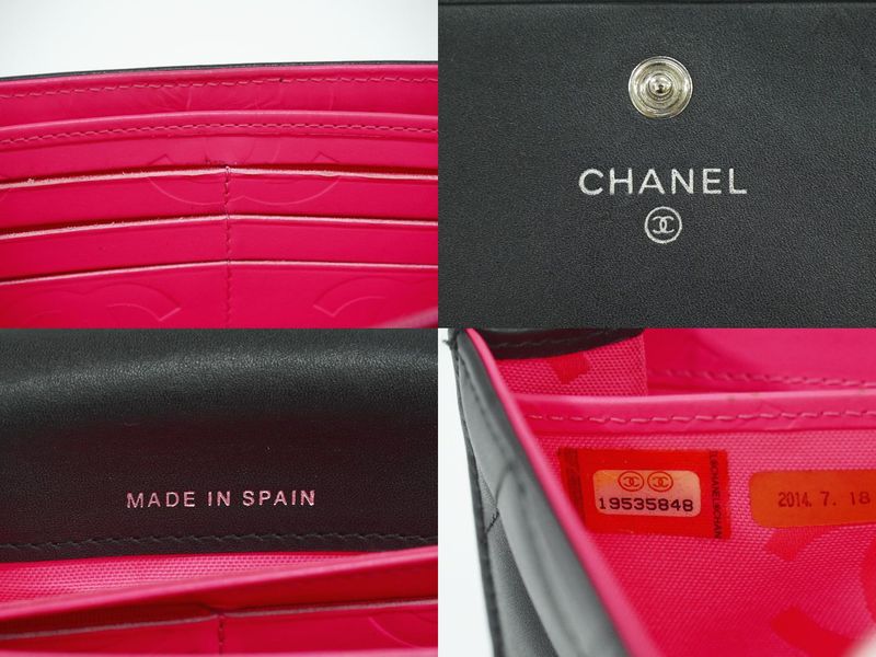 Authentic Chanel Coco Mark Cambon Line Long Wallet Long Wallet Leather Black
