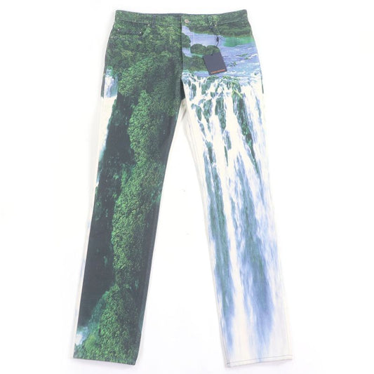 □louis Vuitton Landscape Monogram Leather Patch Amen Break Denim Pants Blue 36