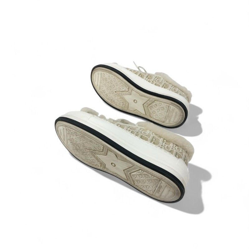 Christian Dior Walkn Sneakers Shoes Fabric Mouton Beige White Logo