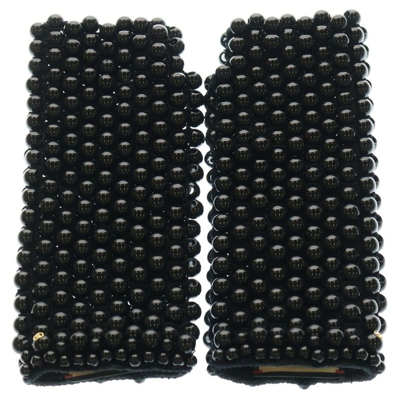 Gucci Fingerless Beaded Cotton Gloves Black Fingerless Beaded Cotton Gloves