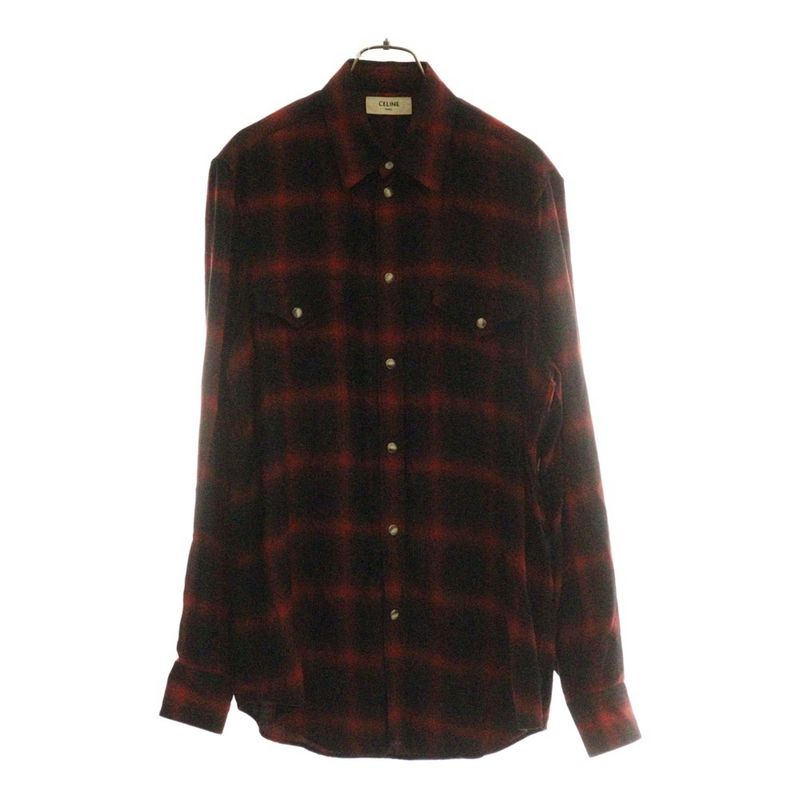 Celine Ombre Checked Long Sleeved Shirt Red/black 2c027054d