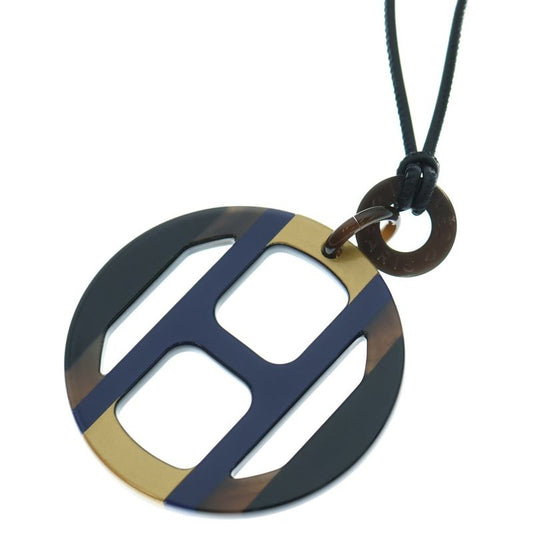 Hermes H Ekip Necklace Pendant Blue And Black