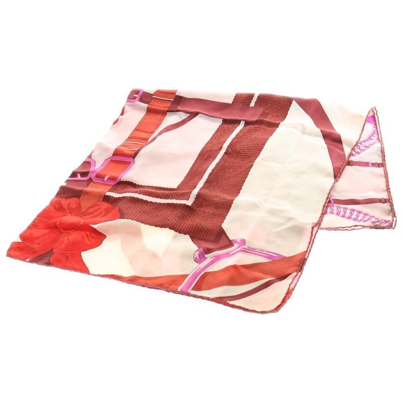 Hermes Carre 90 Grande Manège D'etailles Silk Scarf Pink And Red
