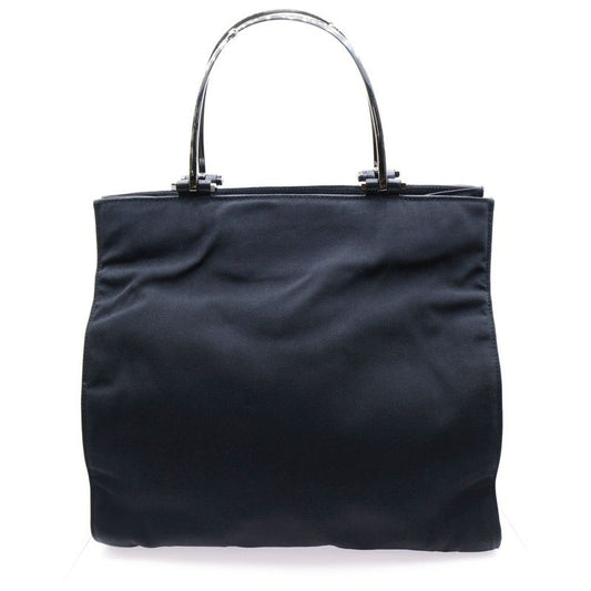 Gucci Metal Handle Nylon Handbag Black 002-1025