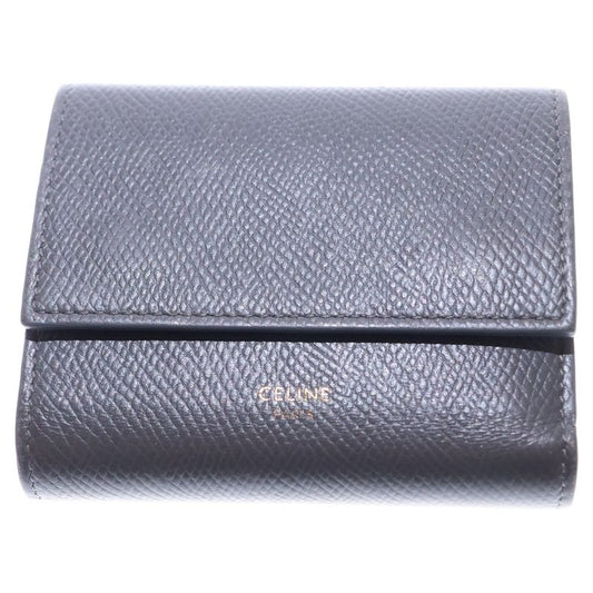Celine Folded Compact Wallet Gray Leather Wallet