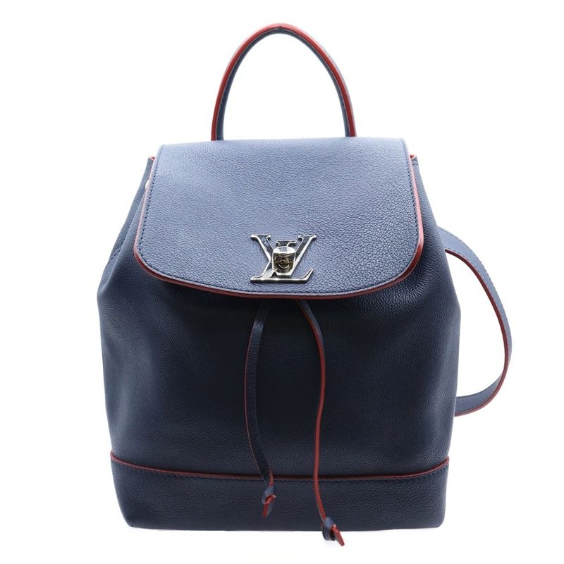 Louis Vuitton LV Empreinte Lock Me Marine Rouge Leather Backpack Navy/red M43879