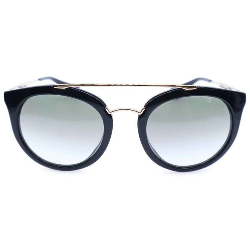 Prada Double Bridge Sunglasses Black Frame Gold Hardware Green Lenses Gradient