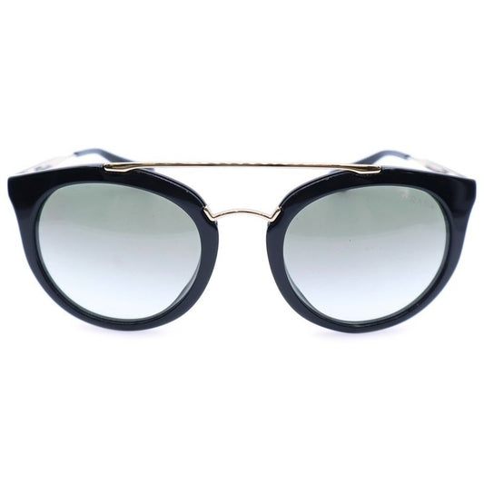 Prada Double Bridge Sunglasses Black Frame Gold Hardware Green Lenses Gradient