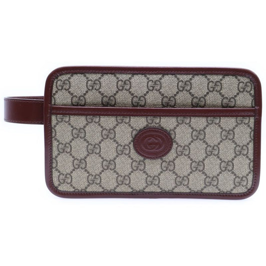 Gucci GG Supreme Canvas Clutch Bag Second Bag Beige/bordeaux 625764 1147