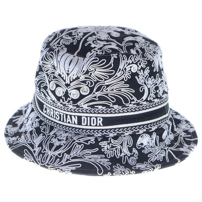 Christian Dior Embroidered Bucket Hat Black And White