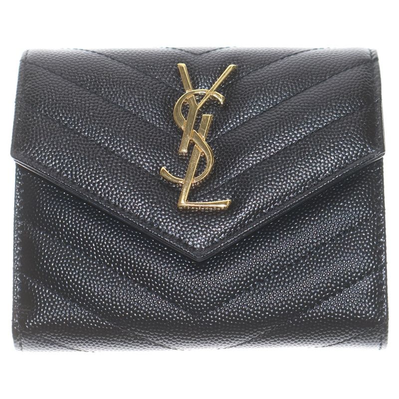 Saint Laurent Paris Cassandra V Stitching Trifold Wallet Compact Wallet Coin