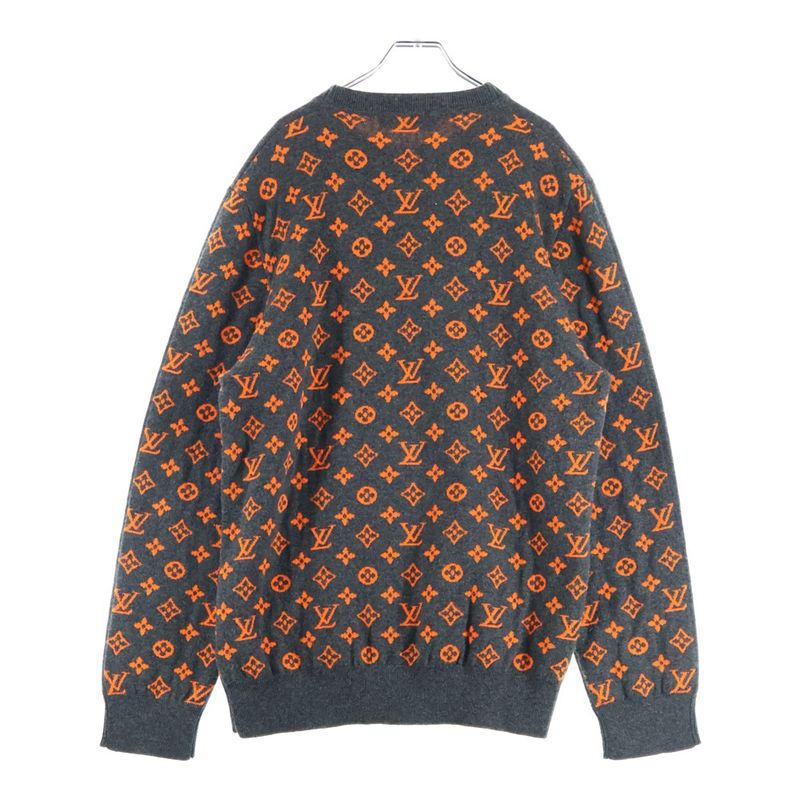 Louis Vuitton 19AW Half&half Monogram Cashmere Crewneck Knit Sweater Gray/orange