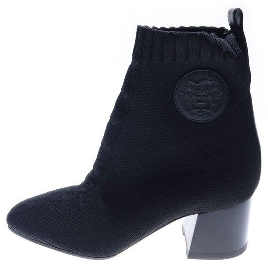 Hermes Volvere Knit Short Boots Black Women's