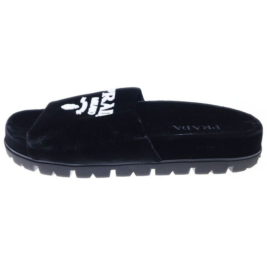 Prada Velvet Flats Velvet Sandals Black