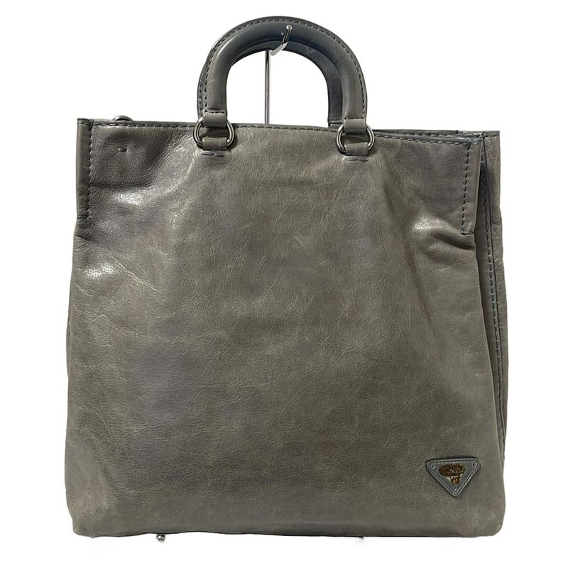 Prada Tote Bag - Grey And Blue Leather Tag Leather