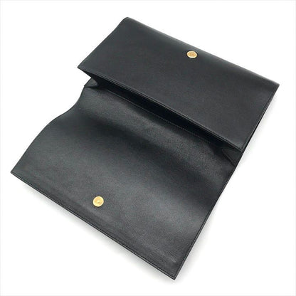 Saint Laurent YSL Sanint Clutch Black Leather Formal