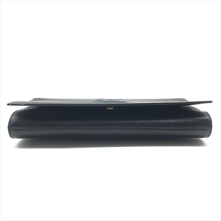 Saint Laurent YSL Sanint Clutch Black Leather Formal