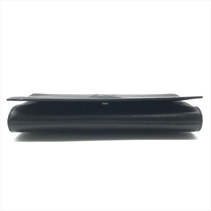 Saint Laurent YSL Sanint Clutch Black Leather Formal