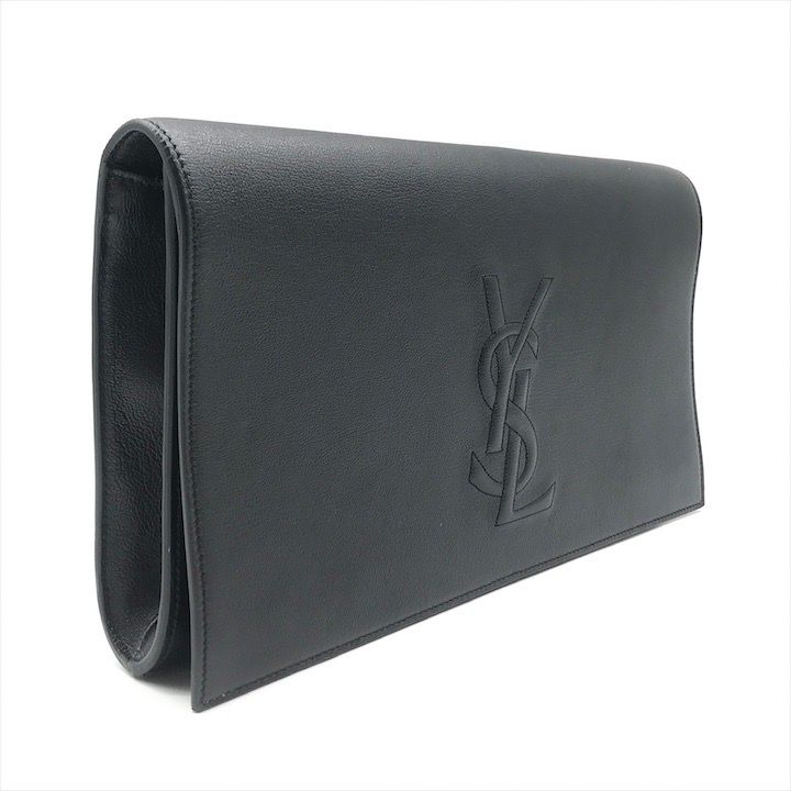 Saint Laurent YSL Sanint Clutch Black Leather Formal